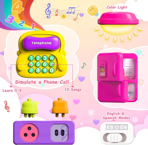 Vista 3 de VOILBTOY Juguete musical para niñas y niños de 1 a 2 años - Tablero Montessori ocupado y juguete de gota de pelota