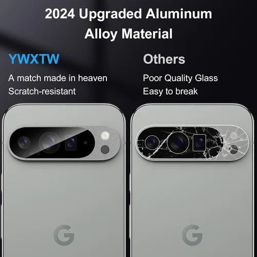 Vista 3 de YWXTW Protector de lente de cámara para Google Pixel 9 Pro XL 2024 (no para 9 Pro), [cobertura completa de metal] Protector de pantalla de vidrio
