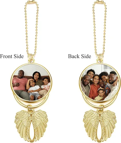 Vista 5 de Personalized Master Adornos de fotos personalizados para colgar en el automóvil, adorno de doble cara para grabado de imagen para accesorios