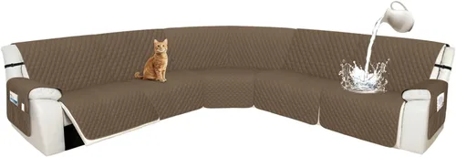 Vista 102 de Arfntevss Fundas de sofá modular reclinable, 100% impermeable, en forma de L, para sillón reclinable en forma de L, funda seccional lavable