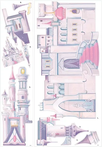 Vista 4 de RoomMates Disney Castillo de Princesa Gigante de Pared con Purpurina, Pegatinas Autoadhesivas Despegar y Pegar, RMK1546GM