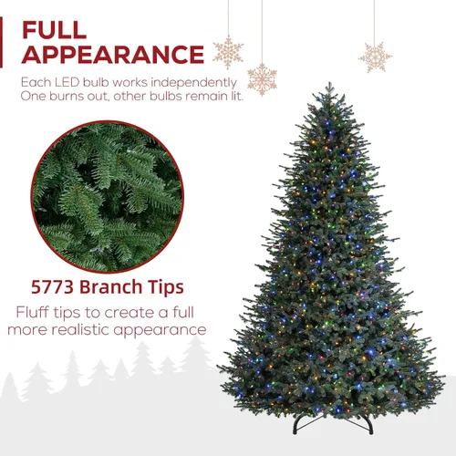 Vista 2 de Hykolity Árbol de Navidad preiluminado prémium de 7.5 pies con 1,050 LED Verde Multicolor