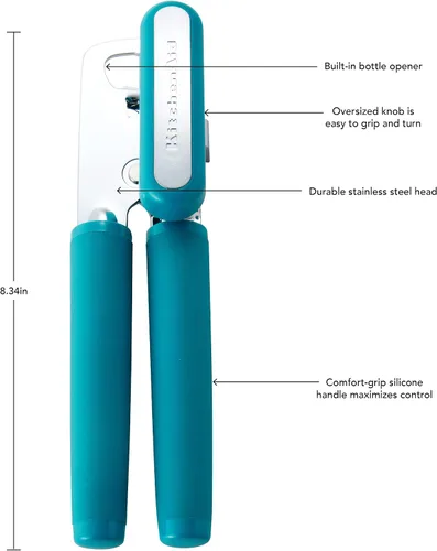 Vista 3 de KitchenAid Abrelatas y abrebotellas multifunción Soft Classic, 8.29 pulgadas, Ocean Drive y tijeras multiusos con funda protectora, 8.72 pulgadas