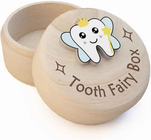 Vista 9 de Caja de hadas de dientes para niñas con bolsa de fiary bonita caja de madera tallada 3D Dientes perdidos para niños, recuerdo de dientes caídos