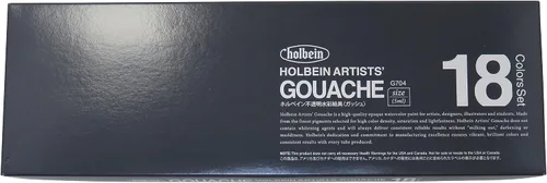 Vista 2 de Juego de pinturas gouache Holbein Artist Gouache G703: 18 tubos de 5 ml