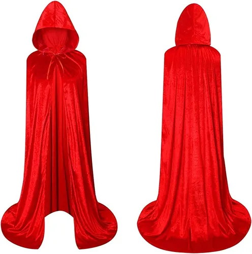 Vista 4 de Bata unisex con capucha de longitud completa, capa larga de terciopelo, disfraz de cosplay