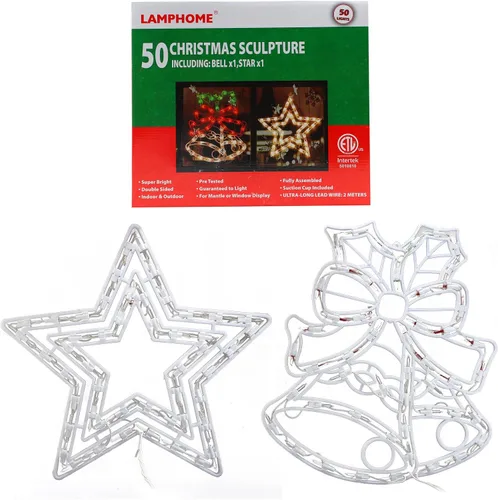 Vista 7 de Paquete de 2 Luces de Ventana de Navidad Iluminadas, Luces de Silueta de Ventana de Navidad, Lámpara de Señal de Doble Cara para Decoración de Pared