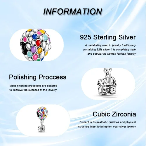 Vista 2 de Birth Stone Love Heart Flying House Mom Crown Balloons Smile Children Luchs Charms para pulseras de plata de ley 925, collares, regalos de joyería