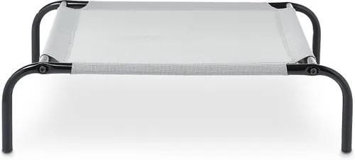 Vista 5 de Amazon Basics Cama elevada transpirable y refrescante para perros con marco de metal para perros grandes, 51 x 31 x 8 pulgadas, color gris