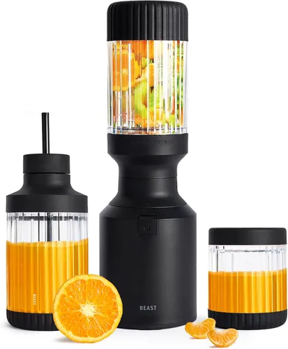 Vista 17 de The Beast Mini Blender Plus Mini licuadora de cocina para encimera Mezcla de batidos y batidos, aderezos, salsas, salsas Recipientes Azul