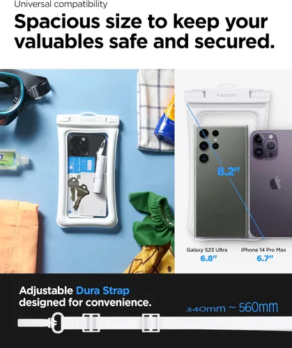 Vista 2 de Spigen AquaShield - Bolsa flotante universal impermeable para teléfono, funda impermeable para teléfono, fundas protectoras de PVC con IPX8 A610