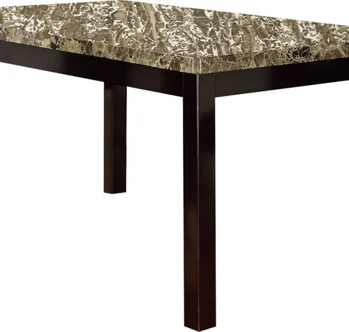Vista 4 de Benzara Slick Finish - Mesa de comedor de madera de pino y mármol sintético, color marrón