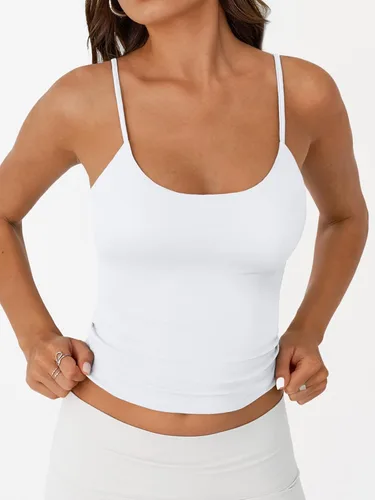 Vista 2 de Trendy Queen Camiseta sin mangas con tirantes delgados ajustables con doble Blanco