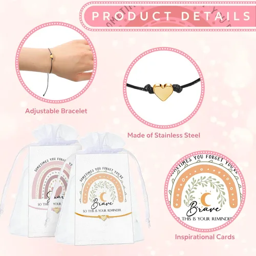 Vista 3 de Fumete Pulseras inspiradoras para mujer, regalo de agradecimiento a los empleados de Navidad a granel, regalo de agradecimiento para compañeros