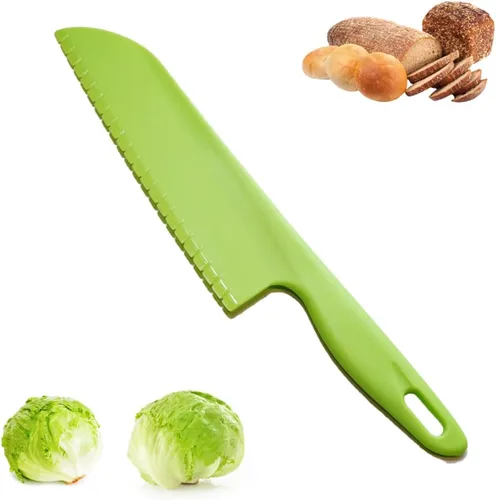 Vista 15 de jawbush Cuchillo de lechuga profesional para evitar que se torne marrón, cuchillo dentado de plástico de 11 pulgadas para verduras, frutas, pan