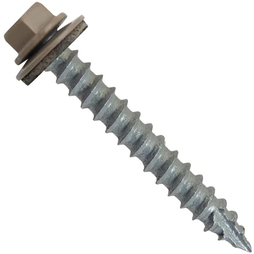 Vista 31 de TORNILLOS PARA TECHOS DE METAL #14: (250) Tornillos x 1" ABC GRIS Tornillo para techo de chapa metálica con cabeza hexagonal y arandela.