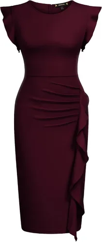 Vista 4 de Miusol vestido de cóctel con volantes, estilo clásico, para mujer