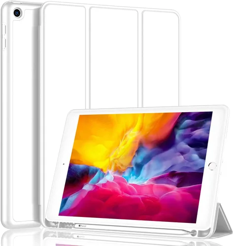 Vista 28 de iMieet Funda para iPad 9.7 (modelo 2018/2017, 6ª/5ª generación), funda inteligente con soporte para lápiz y parte trasera de silicona suave de piel