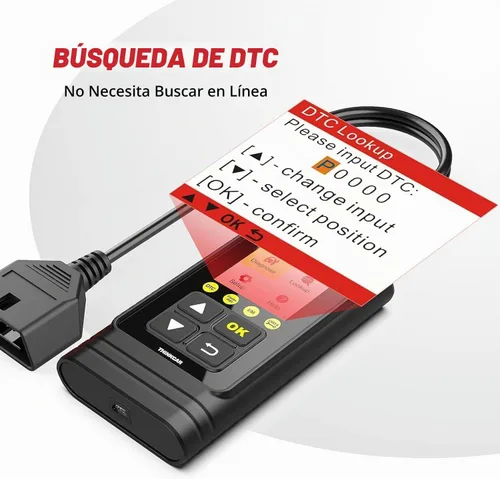 Vista 6 de Escáner de Coche OBD2 THINKCAR, Lector de Códigos de Falla del Motor THINKOBD100 con Funciones OBD II Completas, Sensor O2, Herramienta de Escaneo