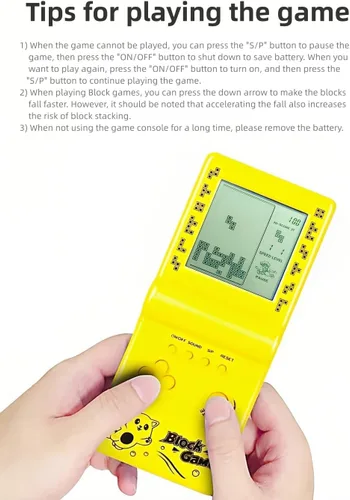 Vista 6 de Retro Classic Block Game Console Múltiples Juegos Ajustable Nivel/Velocidad Portátil Portátil Portátil Juego Ladrillo/Carreras/Tanque Batalla Puzzle