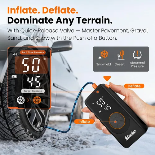 Vista 2 de Portable Air Compressor, 48s Fast Inflation, Cordless with Dual Power Supply, 150 PSI Tire Pump with Digital Gauge, Long Runtime & Storage Case for