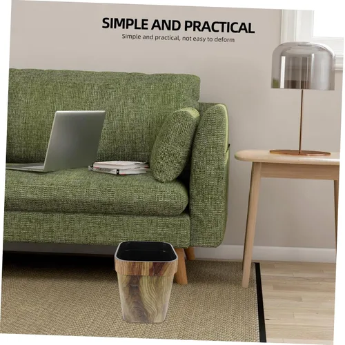 Vista 5 de SEWACC Botes de basura de madera para basura, pequeño, rústico, rectangular, contenedor de basura para baño, dormitorio, cocina, hogar, oficina
