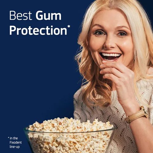 Vista 8 de Crema adhesiva profesional Ultimate de Fixodent para un agarre fuerte y duradero durante todo el día para dentaduras completas y parciales, tubo