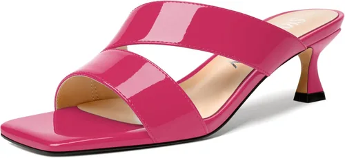 Vista 11 de SKYSTERRY Sandalias de tacón bajo con punta abierta para mujer, con tacón bajo, de 2 pulgadas Beige