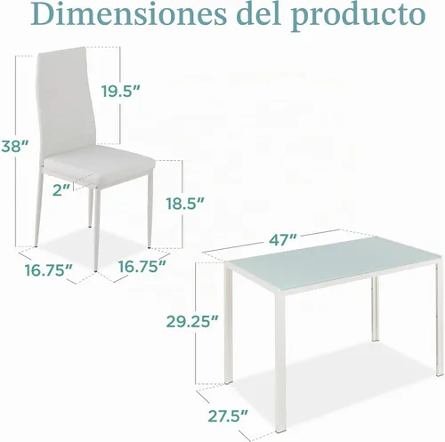 Vista 7 de Best Choice Products Juego de comedor de 5 piezas de vidrio, muebles modernos de mesa de cocina para comedor, dinette, espacio compacto ahorrador