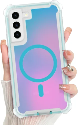 Vista 674 de Bonoma - Funda compatible con Samsung Galaxy S21 Plus, diseño de corazón con purpurina, color rosa Support for MagSafe, Plating Magnetic Case TPU