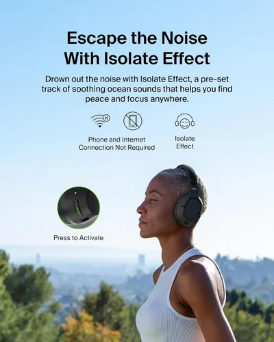 Vista 3 de Belkin SoundForm Isolate Bluetooth sobre la oreja - Auriculares híbridos con cancelación de ruido activa - Inalámbricos con 60 horas