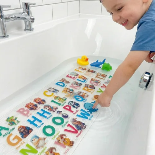Vista 13 de Bonita alfombra de baño antideslizante de dibujos animados para bañera, tapete antideslizante para bañera para niños, tapete de ducha antideslizante