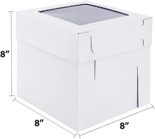 Vista 2 de Cajas altas para tartas para pasteles escalonados, 8x8x8 pulgadas [12 unidades] Caja de pastel gruesa y resistente con ventana, portador de pastel