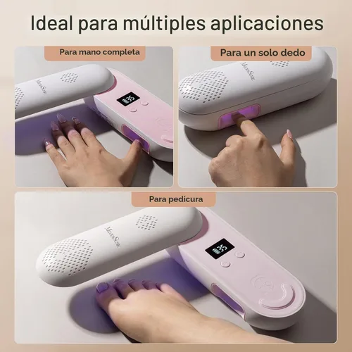 Vista 8 de MelodySusie P-PLUS20F - Lámpara de uñas compacta inalámbrica con innovador panel giratorio y diseño de protección UV, la luz UV recargable cura Rosa