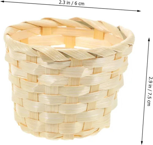 Vista 2 de IMIKEYA Cestas tejidas de bambú hechas a mano Mini cestas de frutas de almacenamiento para pan decorativo de cocina