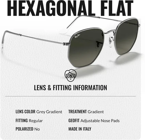 Vista 66 de Ray-Ban RB3548N Lentes planas hexagonales, gafas de sol cuadradas y redondas con kit oficial de gafas