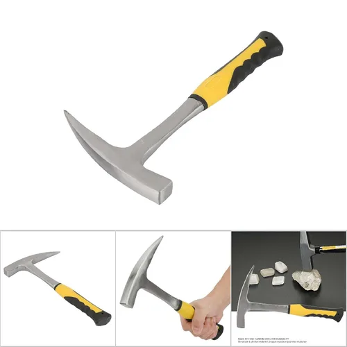 Vista 9 de Martillo de acero de doble cabeza con mango de goma para estudio geológico y minería (S(6.5 x 2.9 pulgadas)