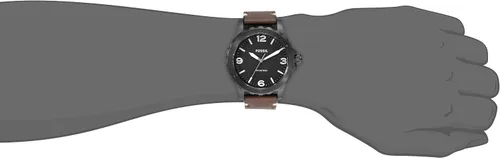 Vista 2 de Fossil JR1450 Nate Reloj de acero inoxidable con banda de cuero marrón para hombre