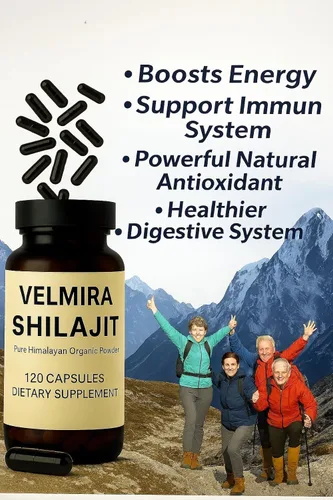 Vista 7 de Velmira. Shilajit Cápsulas de resina pura del Himalaya. 1000 mg, verificado en laboratorio, naturales para hombres y mujeres, más de 85 minerales