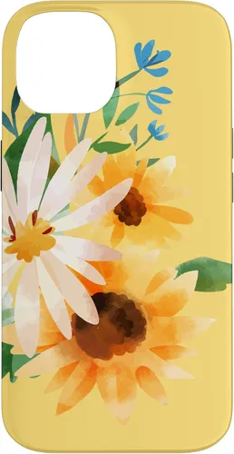 Vista 4 de iPhone 16 Yellow Sunflower Vintage Flower Petals Case