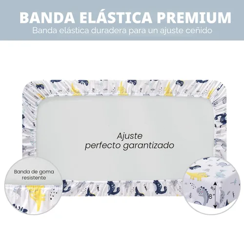 Vista 5 de Sábanas ajustadas para cuna para bebés niños 3 Pack, juego de sábanas de cuna de microfibra extra suave de 28" x 52" para colchón de cuna de bebé