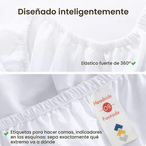 Vista 5 de California Design Den - Sábana bajera ajustable de algodón de 600 hilos, con bolsillo profundo elástico 01 - Blanco brillante