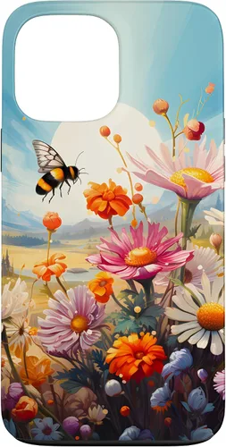 Vista 23 de Funda para iPhone 13 Pro Lively Bee en Sunny Meadow of Wildflowers