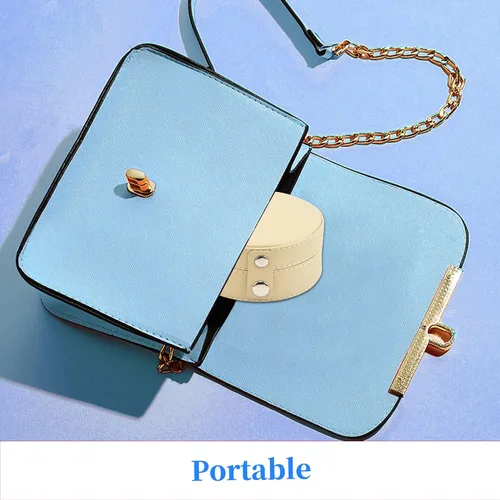 Vista 7 de FYTSDIK Organizador de joyas, estuche de joyería de viaje, caja de joyería pequeña, accesorios esenciales de viaje para mujeres, collar de anillos