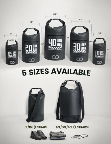 Vista 2 de Lamicall Bolso Seco Pequeño, Bolso Impermeable - [Duradero y Flotante] Bolso a Prueba de Agua de 1.32/2.64/5.28/7.92/10.56 galones con Funda