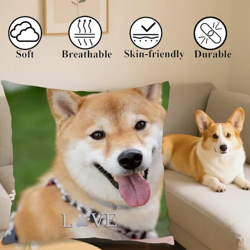 Vista 4 de Custom Pillow Case with One Photo and Text turning your favorite moment into a personalized throw pillow that adds warm home décor and brings gift