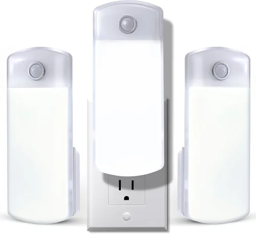 Vista 8 de Paquete de 2 luces LED de fallo de alimentación, 4 en 1 linternas recargables enchufables con detección de movimiento, luces LED de emergencia