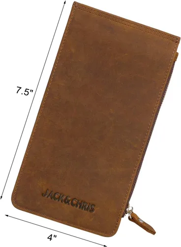 Vista 4 de Jack&Chris Cartera organizadora de tarjetas de crédito de cuero con bolsillo con cremallera