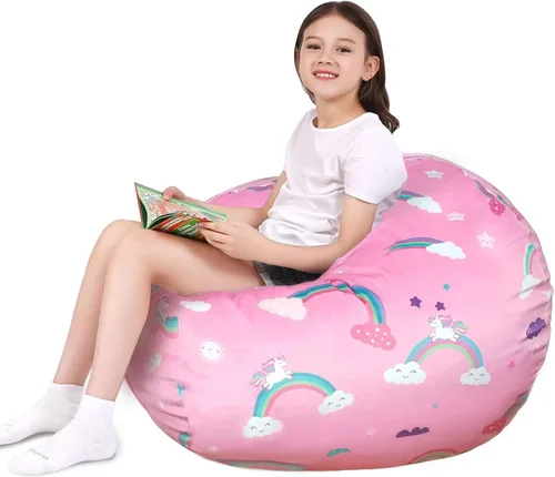 Vista 56 de Lukeight - Puf de almacenamiento de animales de peluche para niños, funda para puf de dinosaurio con cremallera para organizar la habitación