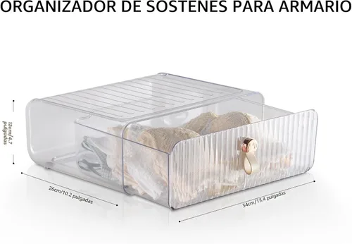 Vista 6 de Organizador de cajones de ropa interior, organizador apilable de brasieres para armario, 1 celda de almacenamiento de brasieres, organizador
